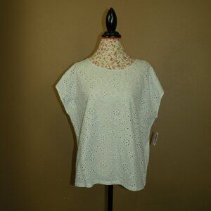 NWT Old Navy Eyelet Lace Shirt Top Mix Media Blouse
